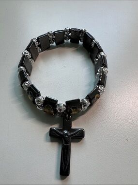 Gray Women’s  Cross Rosary Bracelet - Unbranded